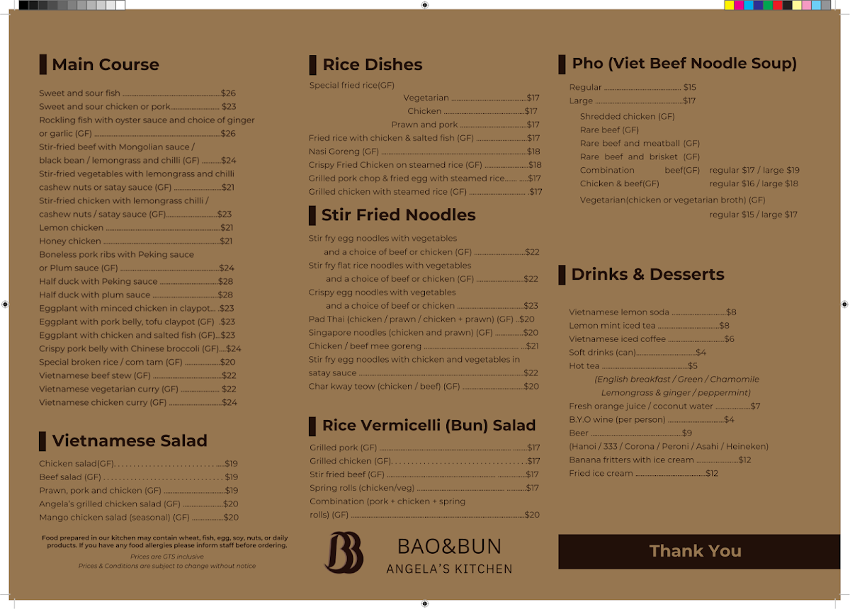 Menu, Bao & Bun (Angela’s Kitchen)