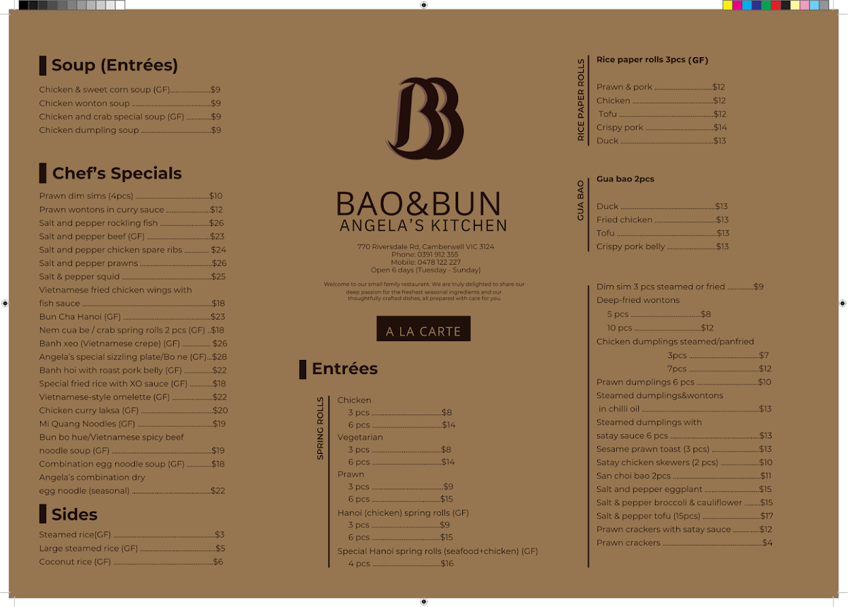 Menu, Bao & Bun (Angela’s Kitchen)