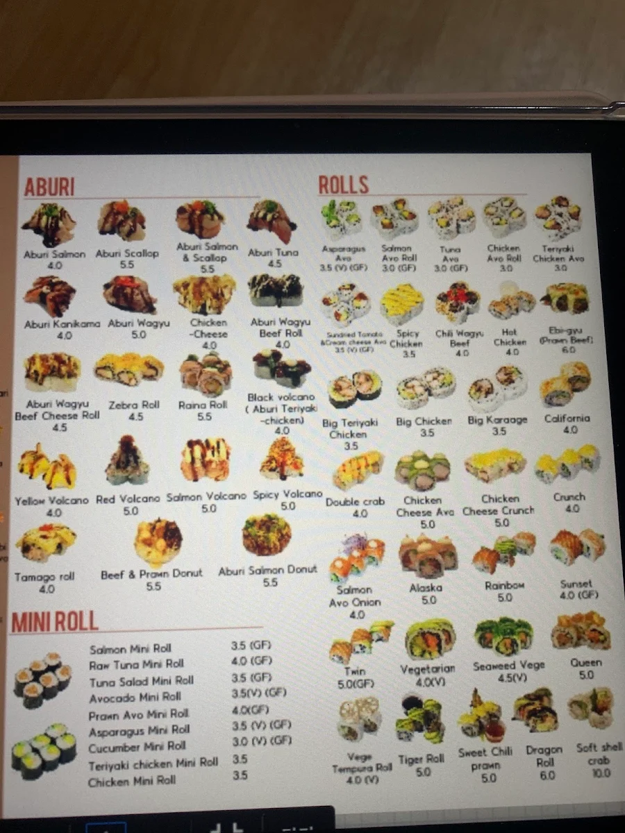 Menu, Tokyo Train