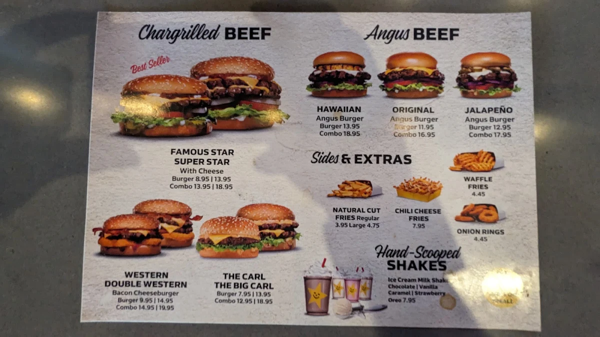 Menu, Carl's Jr. Rockhampton