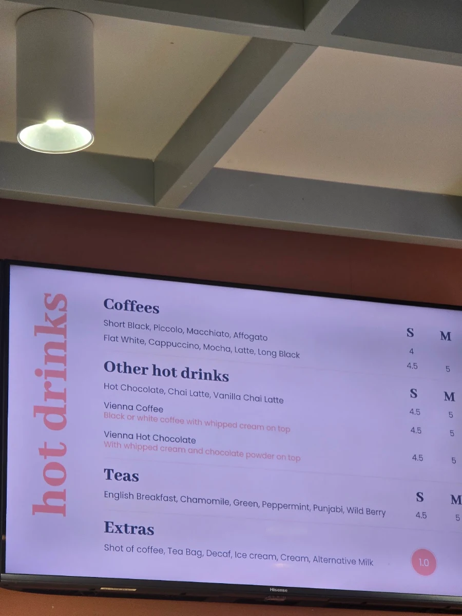 Menu, Poles Patisserie