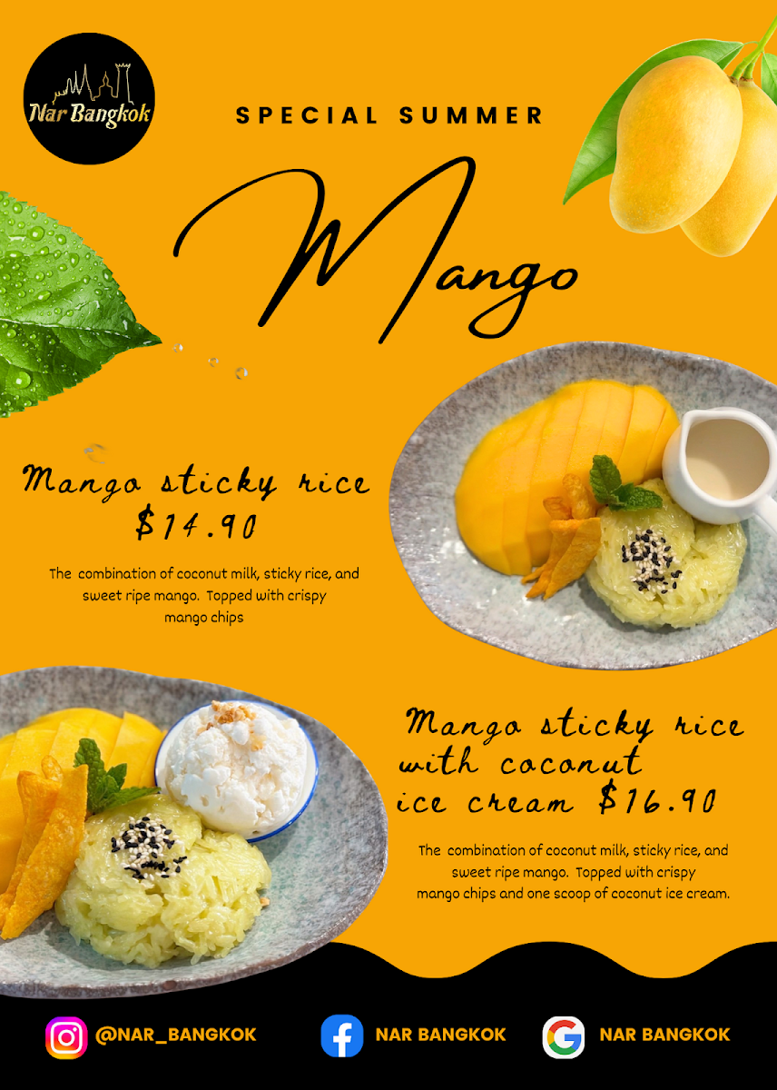 Menu, Nar Bangkok | Modern Thai
