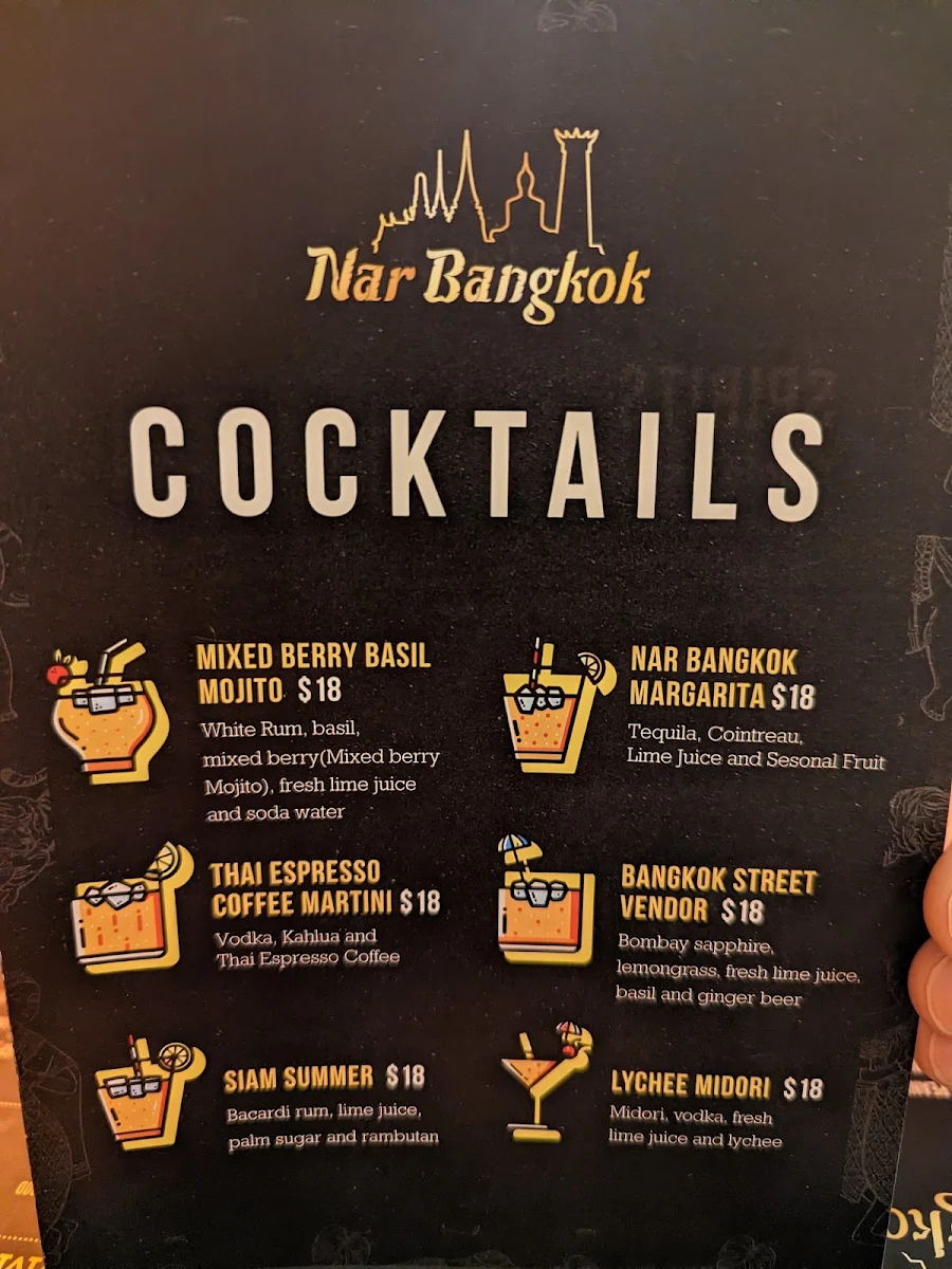 Menu, Nar Bangkok | Modern Thai