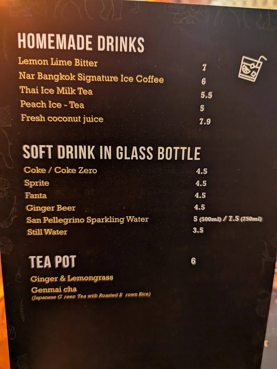 Menu, Nar Bangkok | Modern Thai