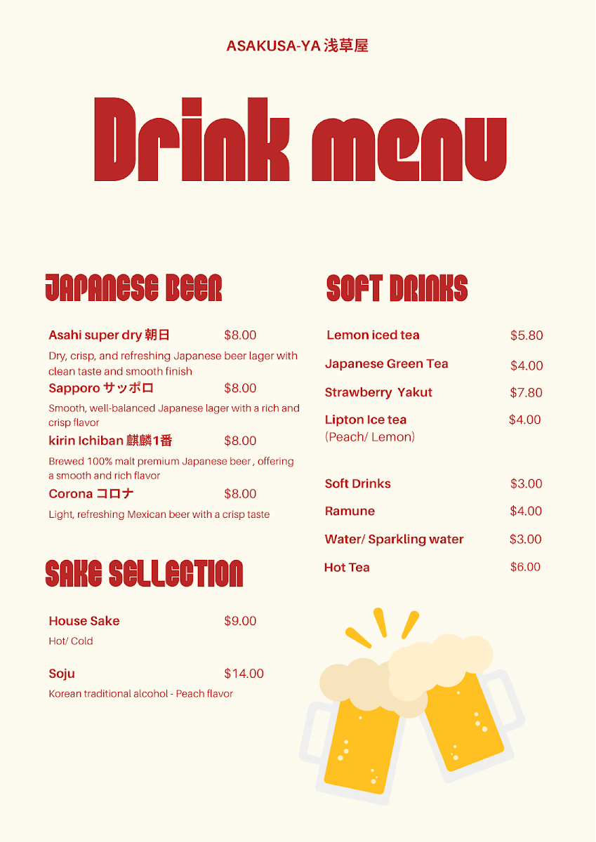 Menu, Asakusa-ya