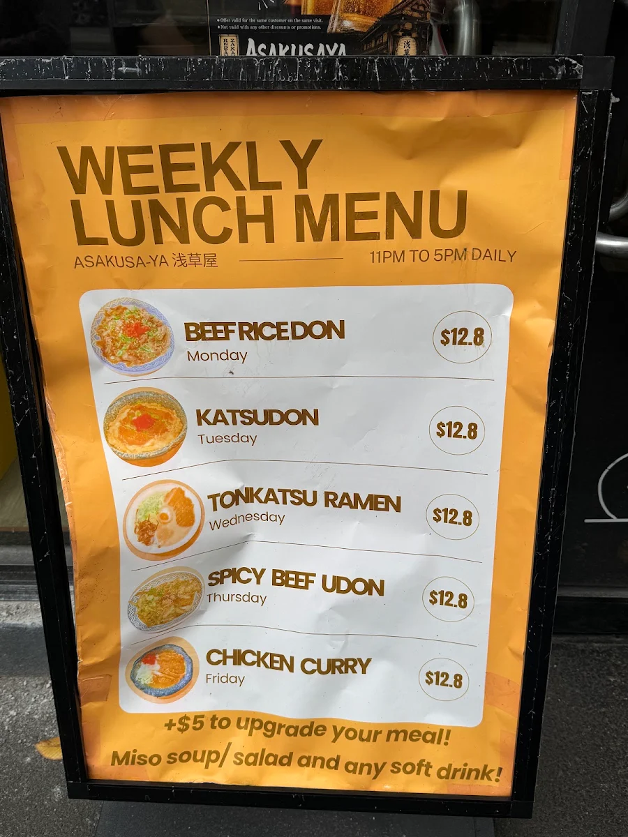 Menu, Asakusa-ya