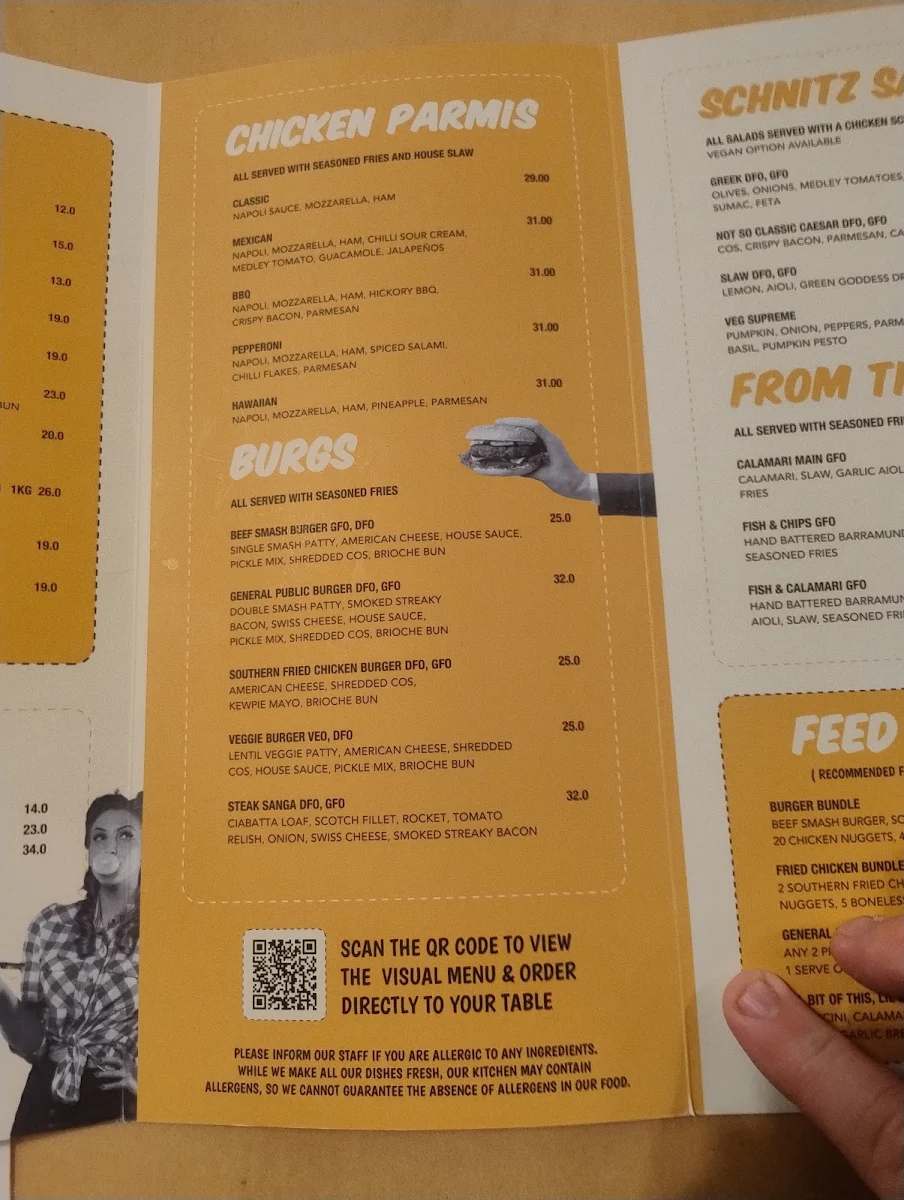 Menu, General Public Ipswich