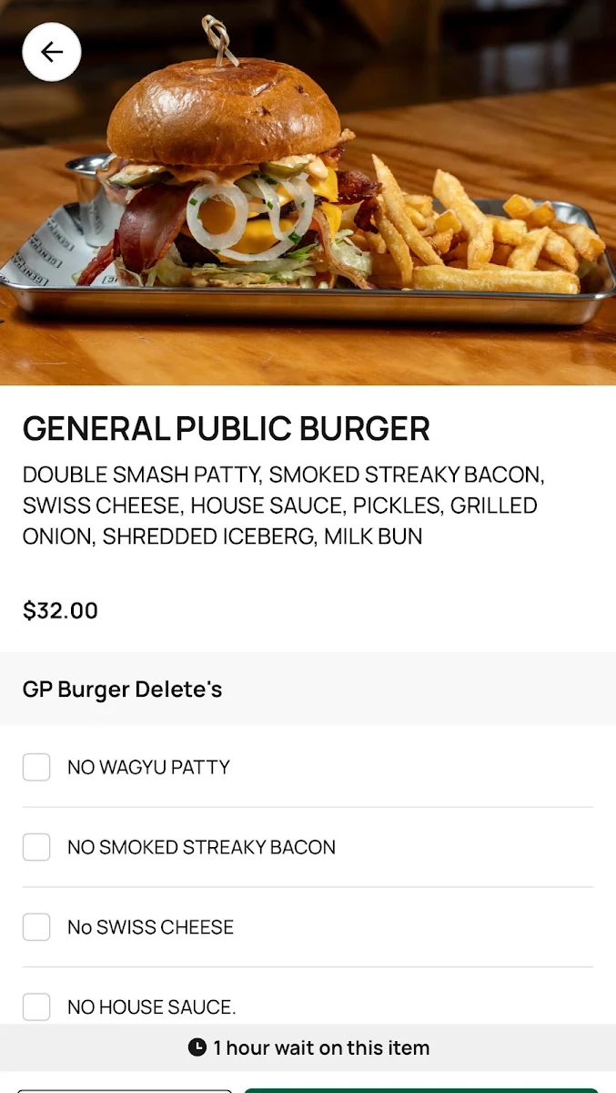 Menu, General Public Ipswich