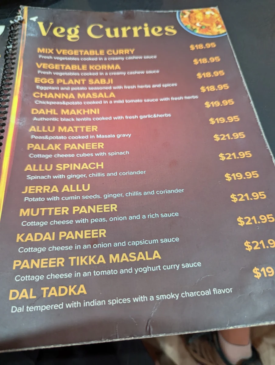 Menu, Indian Brothers Restaurant