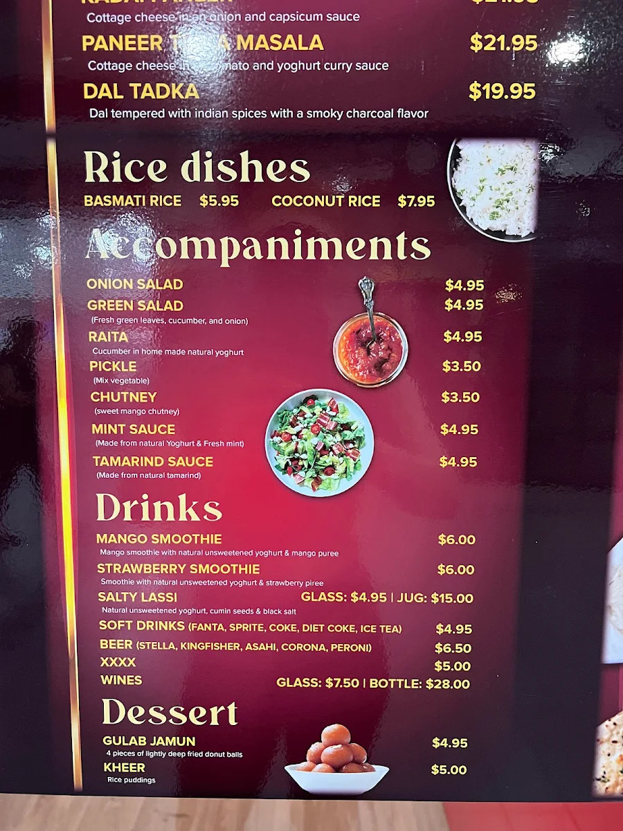 Menu, Indian Brothers Restaurant