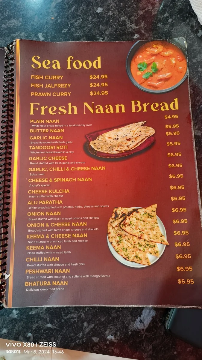 Menu, Indian Brothers Restaurant