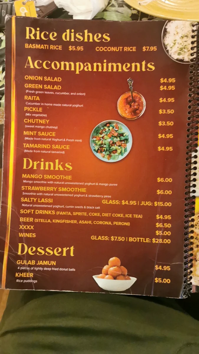 Menu, Indian Brothers Restaurant