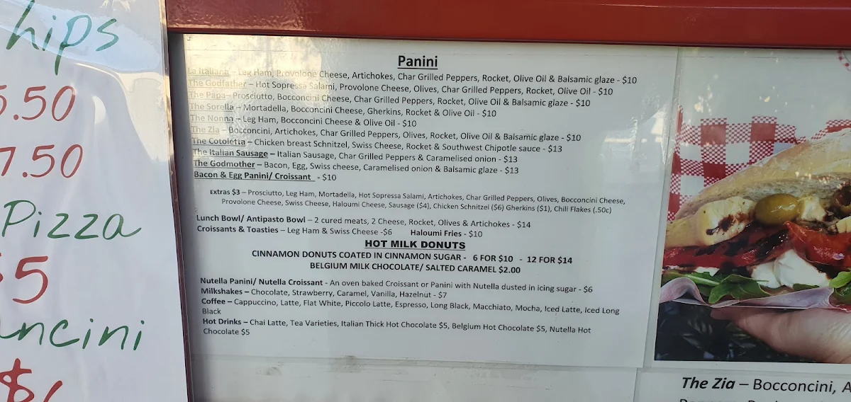 Menu, La Italiana Panini & Donut Cafe