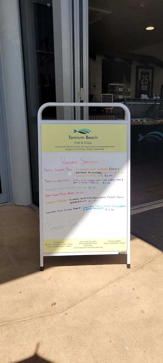 Menu, Tannum Beach Fish & Chips
