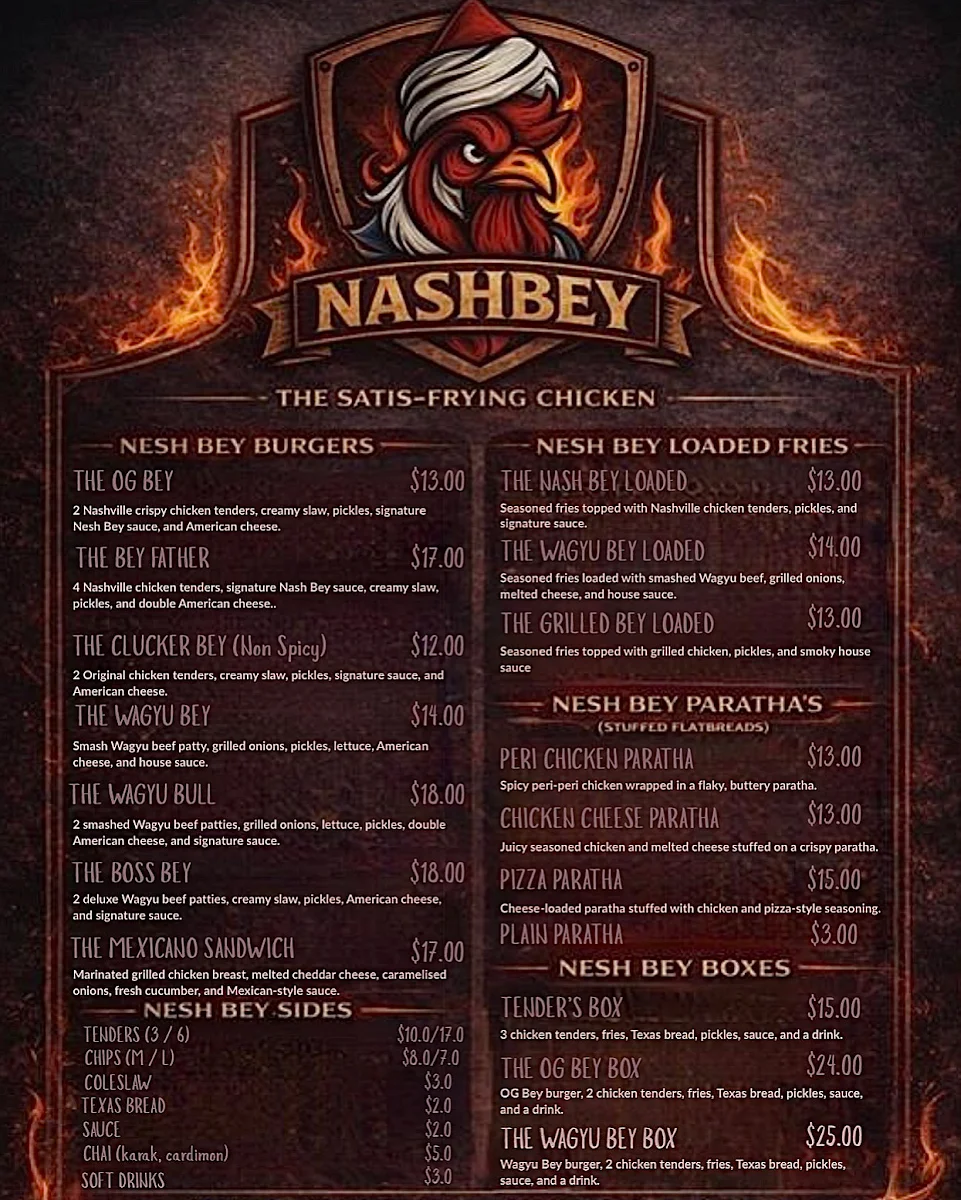 Menu, NASHBEY