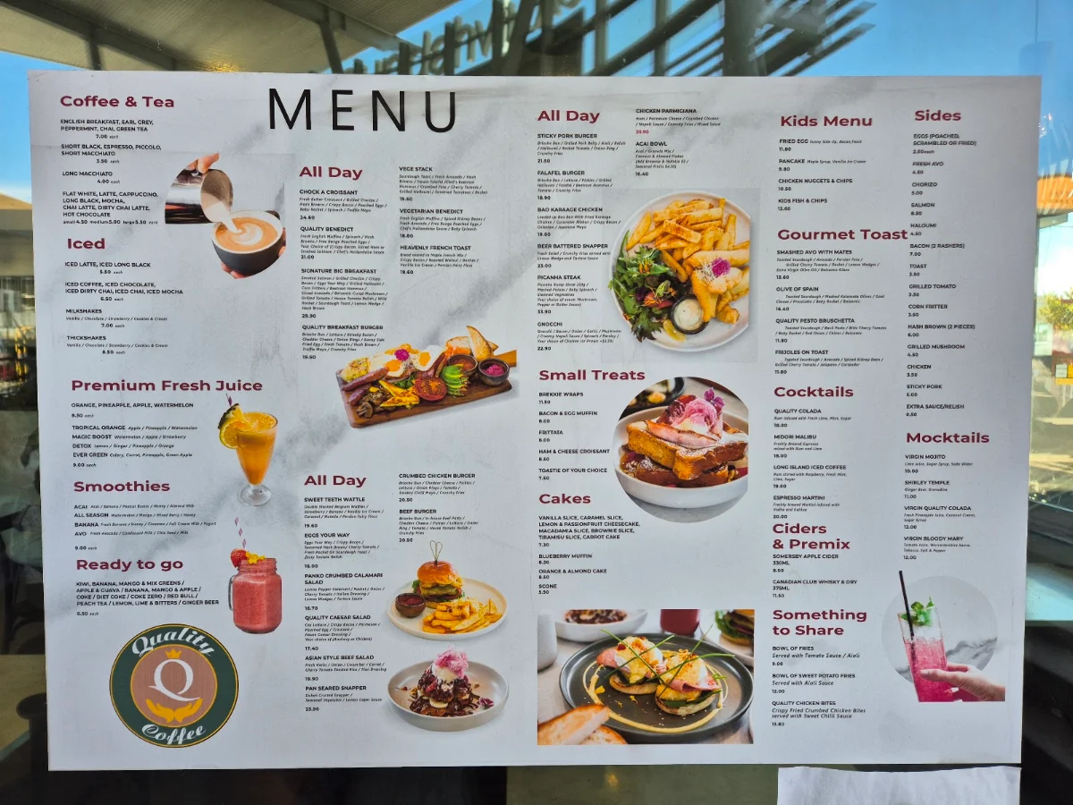 Menu, Quality Coffee