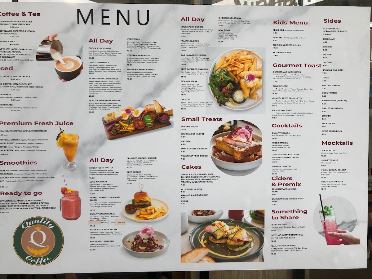 Menu, Quality Coffee