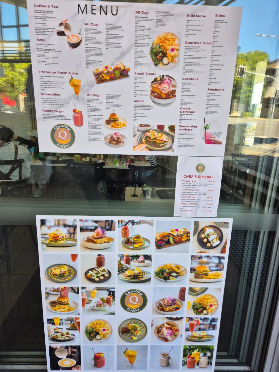 Menu, Quality Coffee