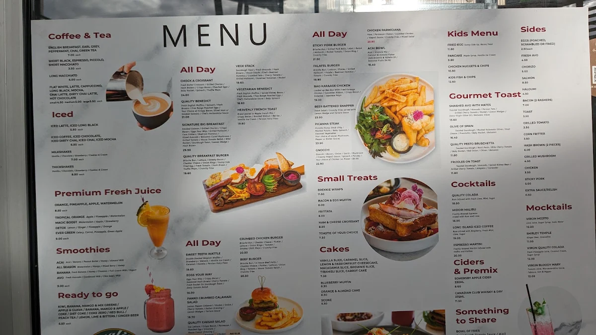 Menu, Quality Coffee