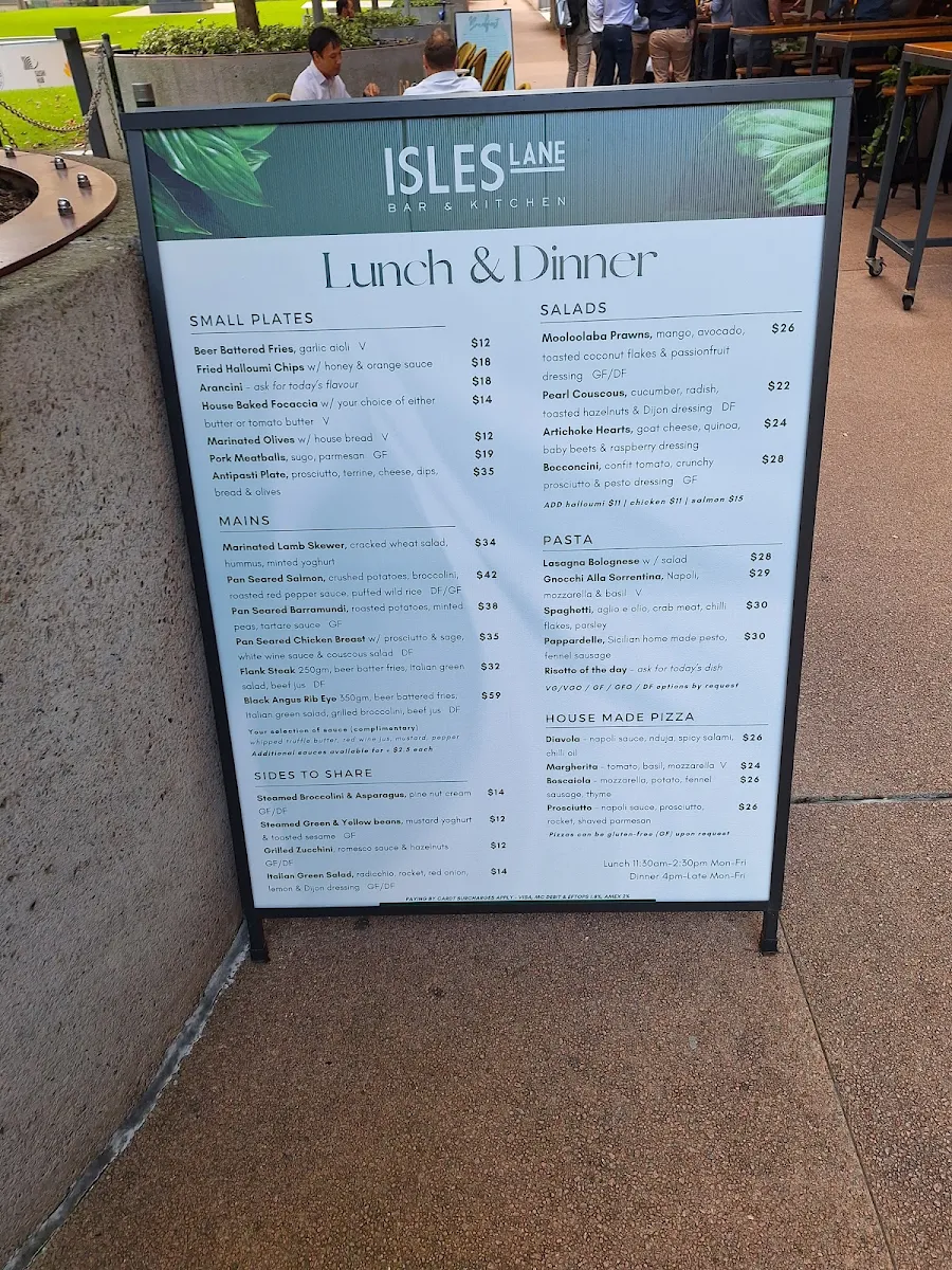 Menu, Isles Lane
