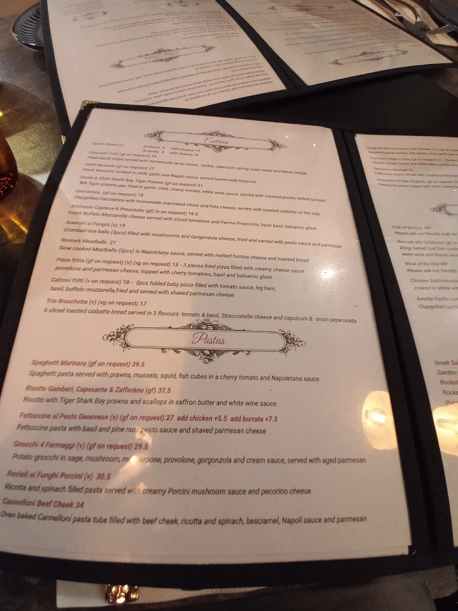 Menu, Maruzzella Restaurant