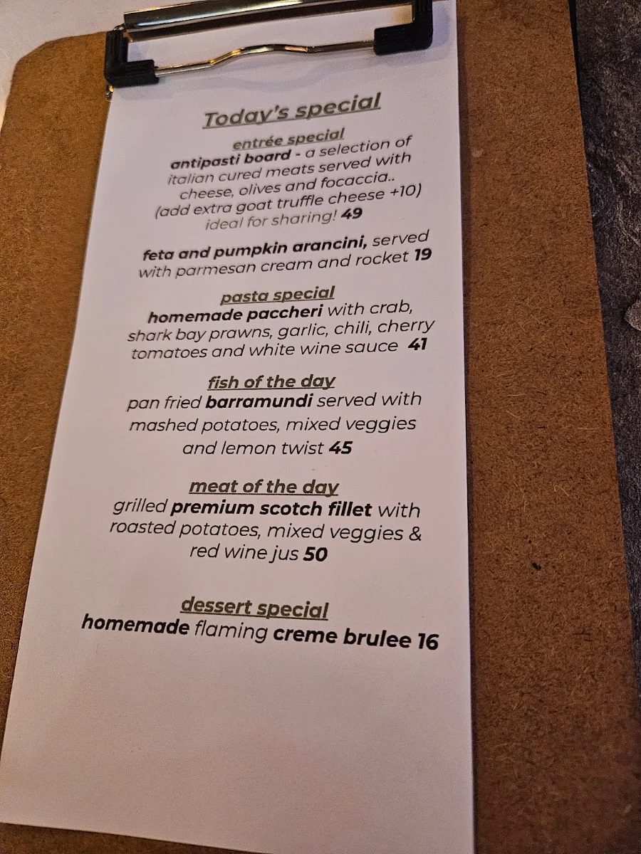 Menu, Maruzzella Restaurant