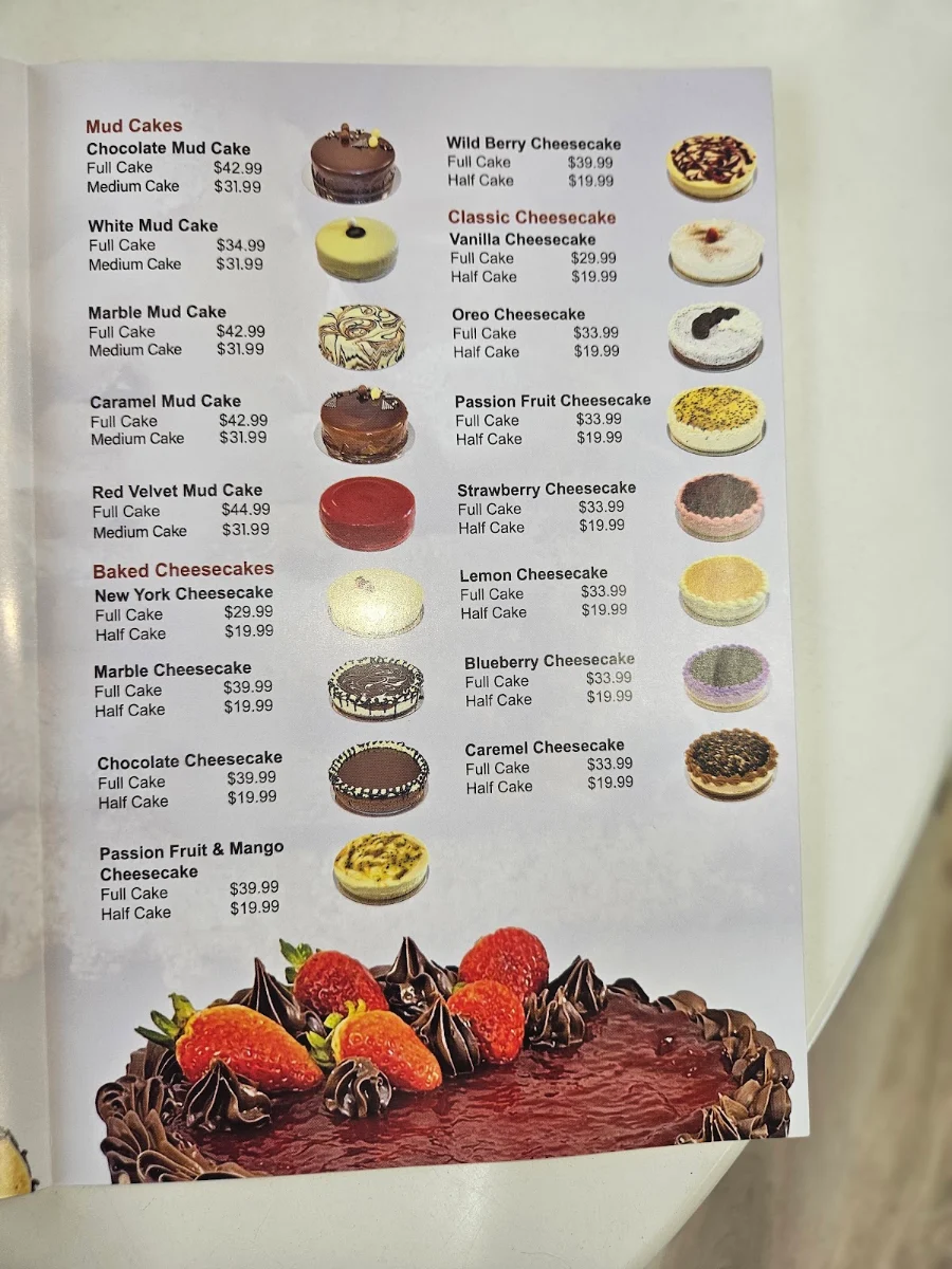 Menu, The Cake Palace