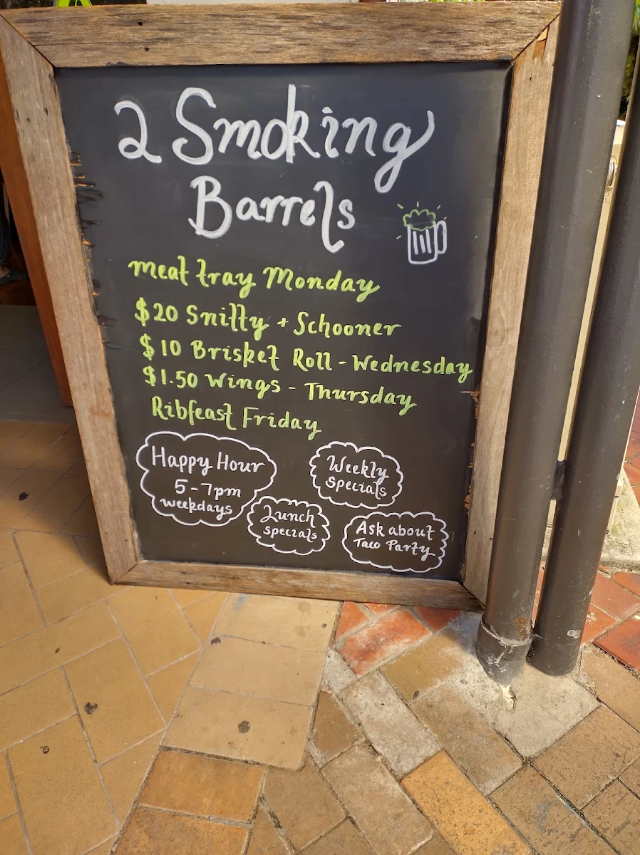 Menu, 2 Smoking Barrels Barbecue Joint & Food truck