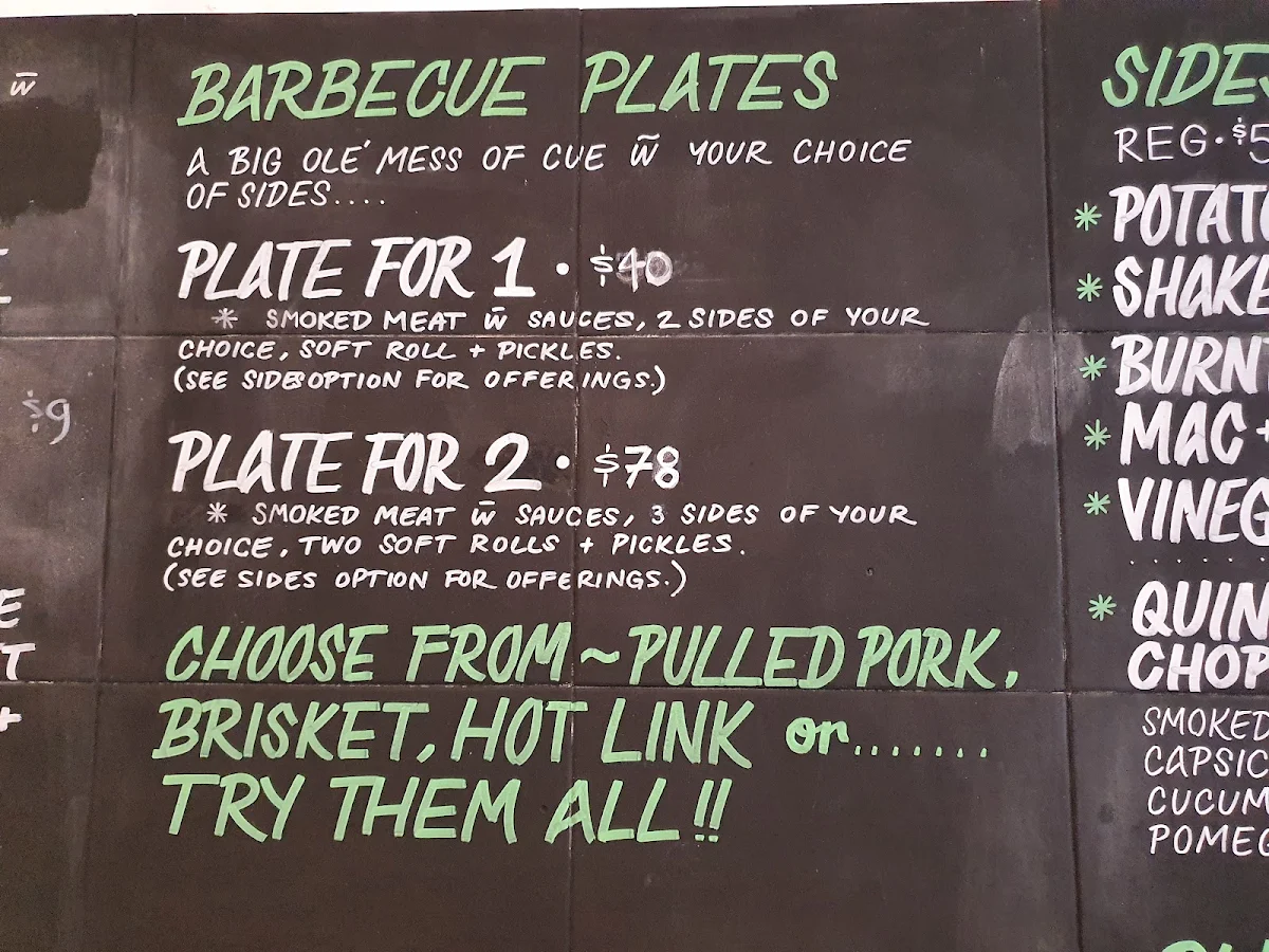 Menu, 2 Smoking Barrels Barbecue Joint & Food truck