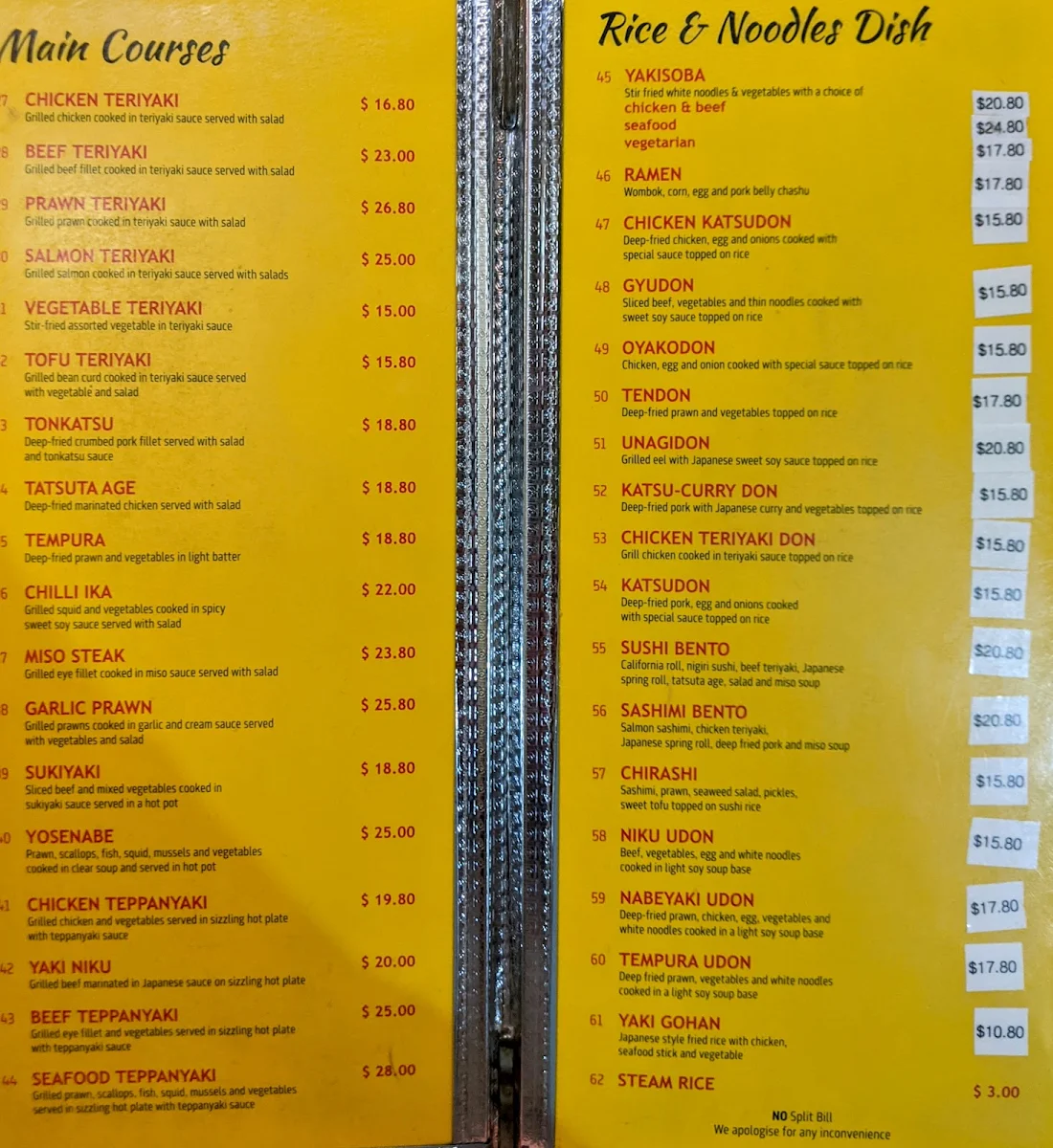 Menu, Sushi 8