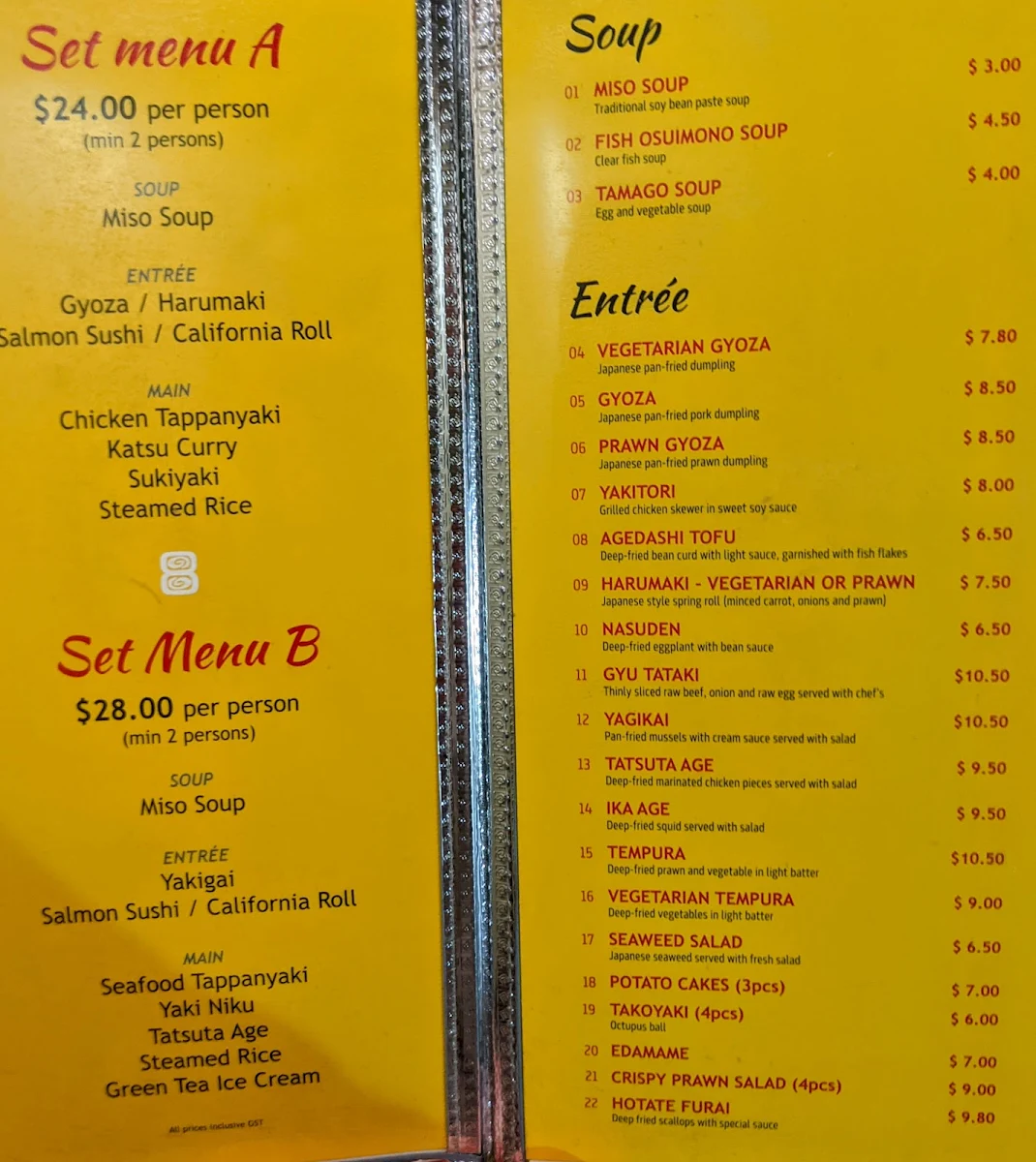 Menu, Sushi 8