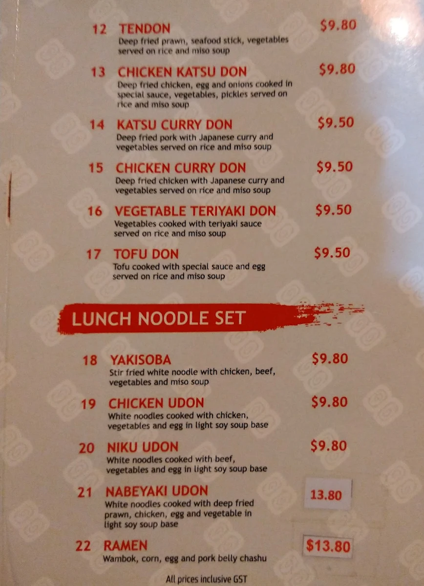 Menu, Sushi 8