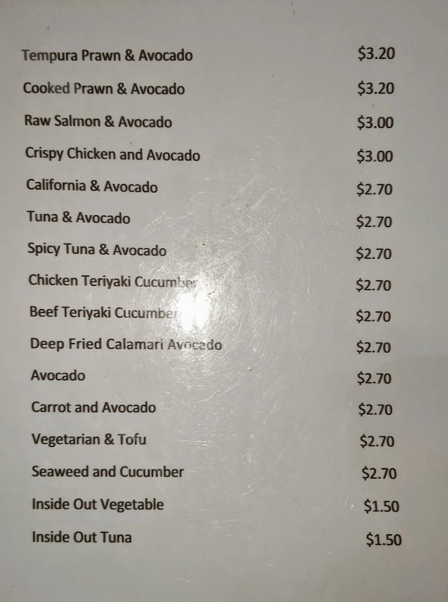 Menu, Sushi 8