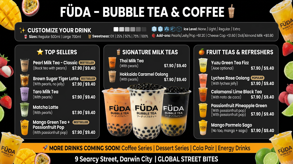 Menu, FÜDA : GLOBAL STREET BITES