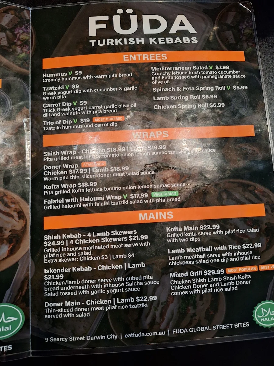 Menu, FÜDA : GLOBAL STREET BITES