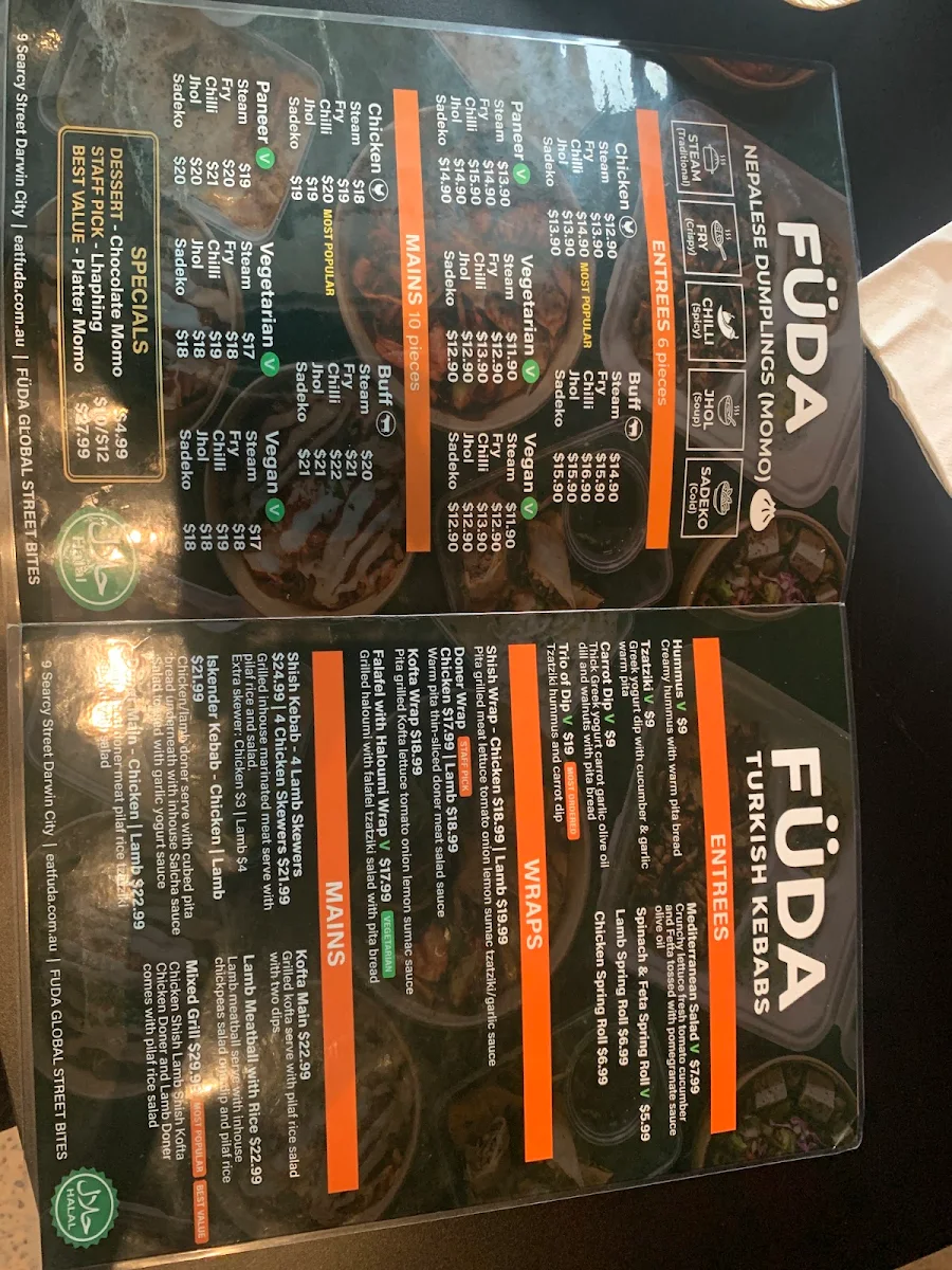 Menu, FÜDA : GLOBAL STREET BITES
