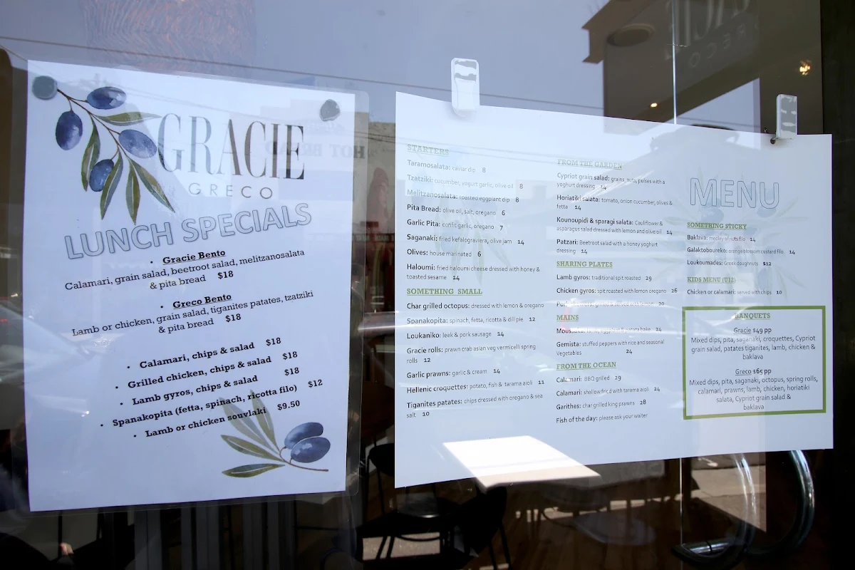 Menu, Gracie Greco