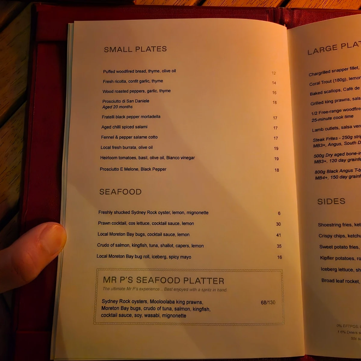 Menu, Mr Percival's