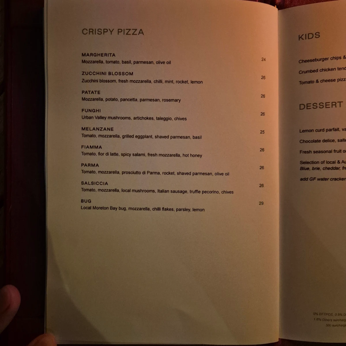 Menu, Mr Percival's