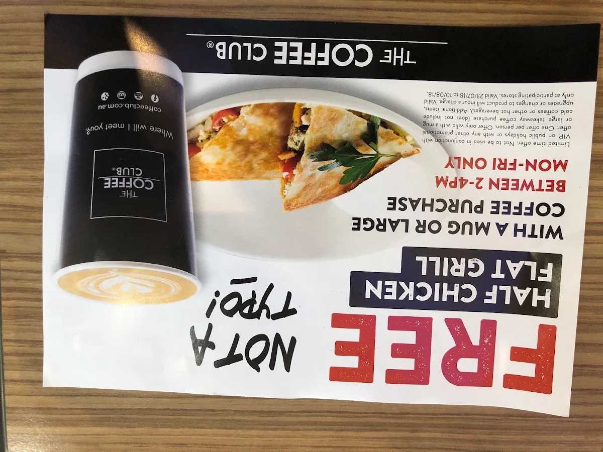 Menu, The Coffee Club Café