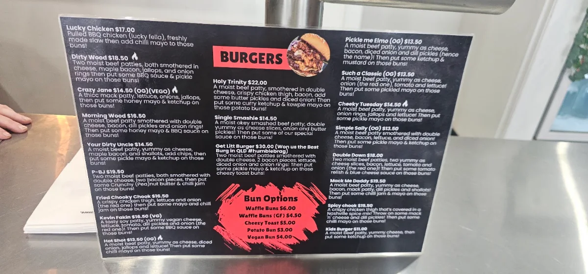Menu, Hashtag Burgers and Waffles, Capalaba