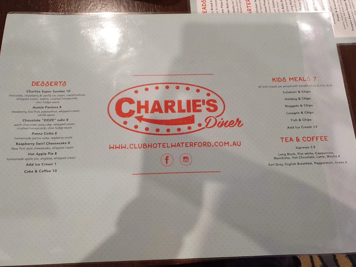 Menu, Club Hotel Waterford