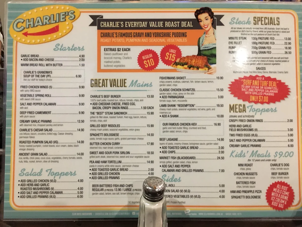 Menu, Club Hotel Waterford