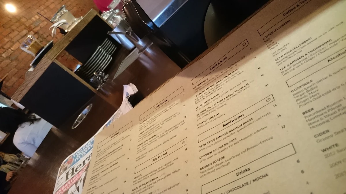 Menu, Spout Cafe