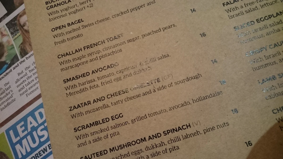 Menu, Spout Cafe