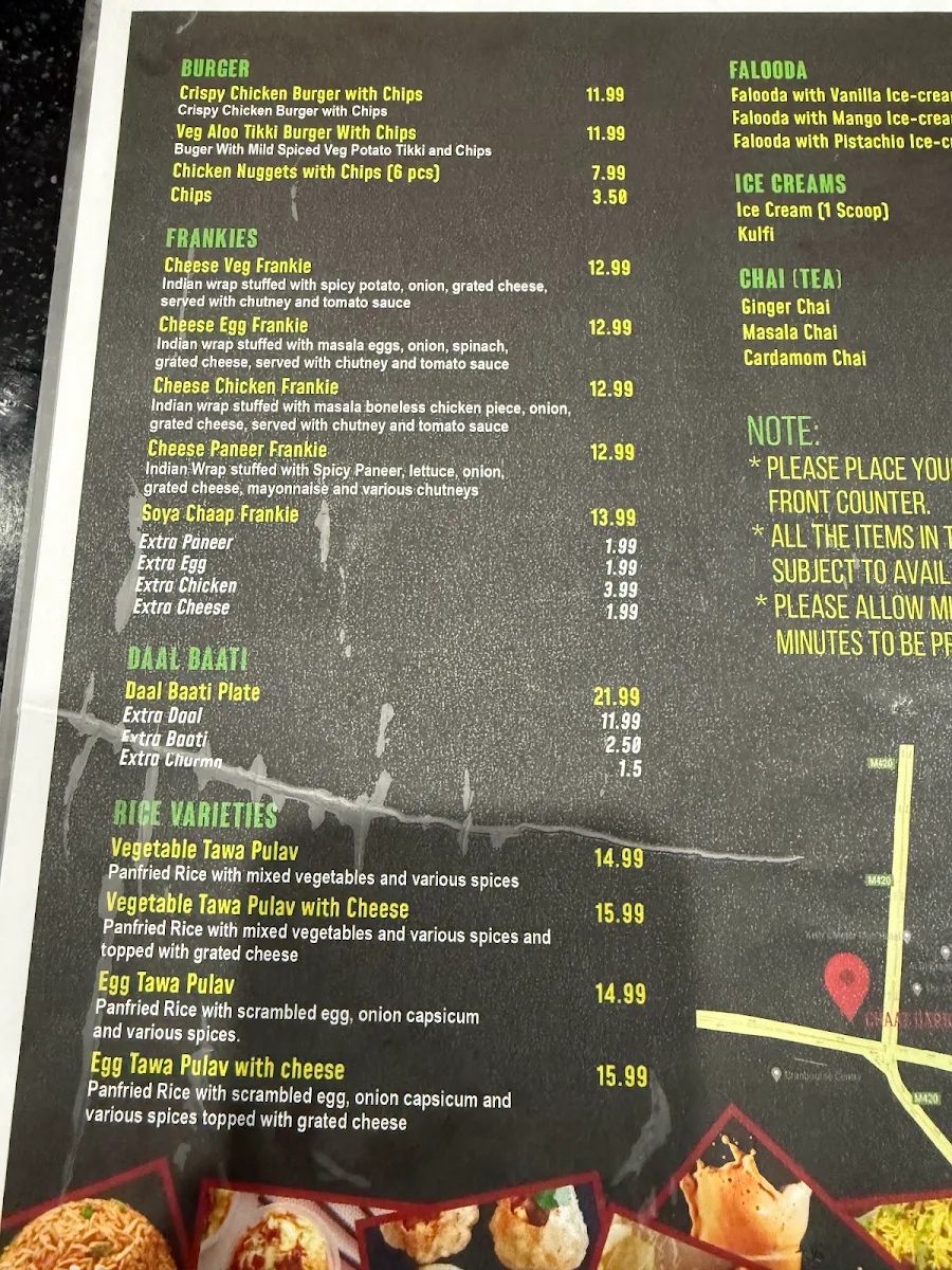Menu, Chaat Darbar
