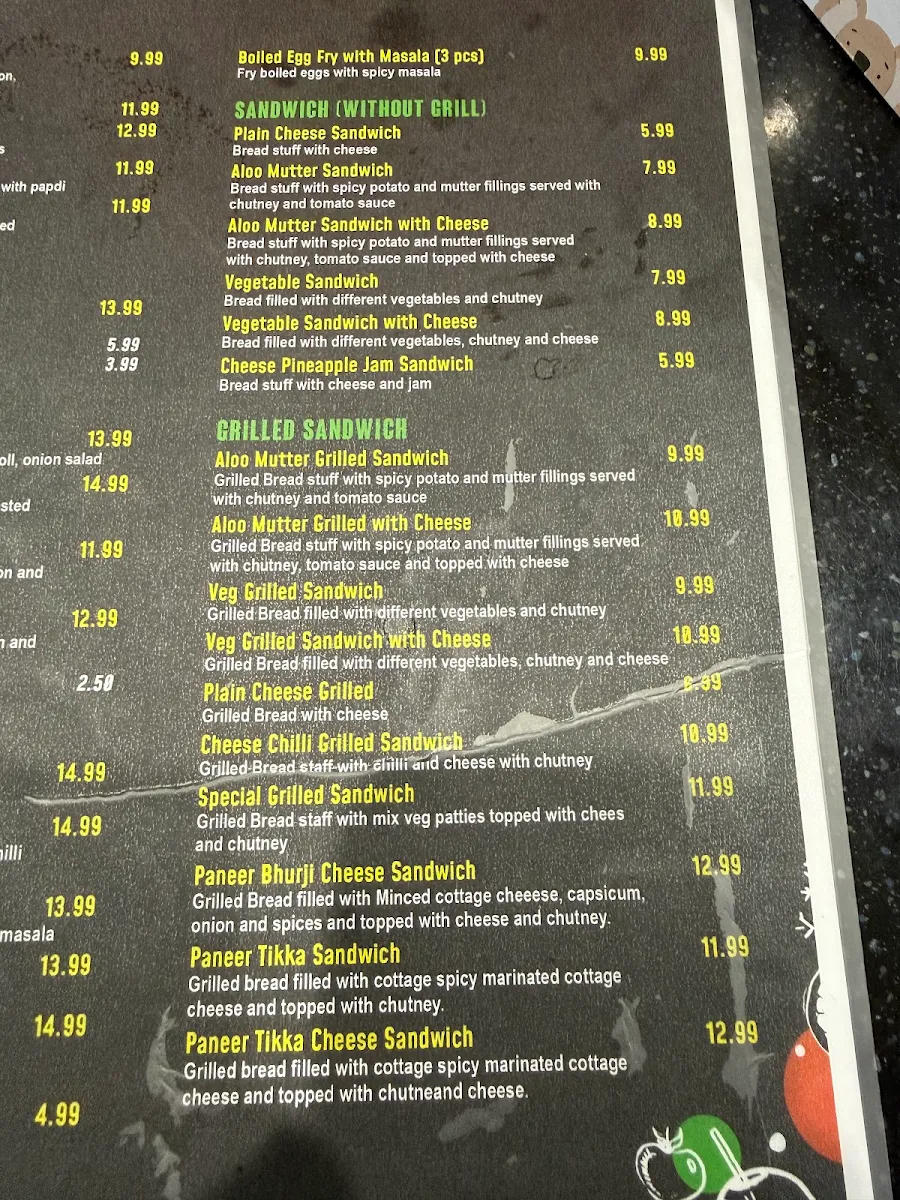 Menu, Chaat Darbar