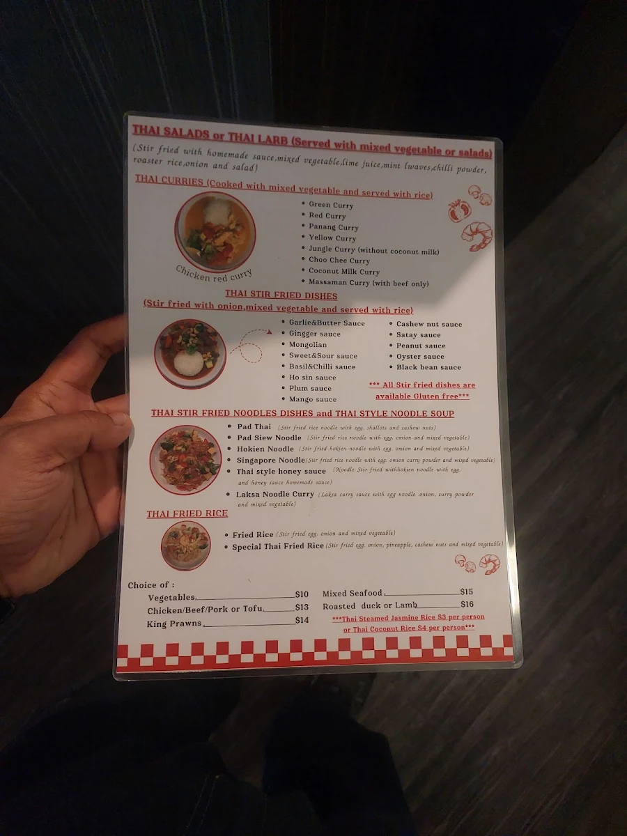 Menu, Dee's Vintage Thai Restaurant