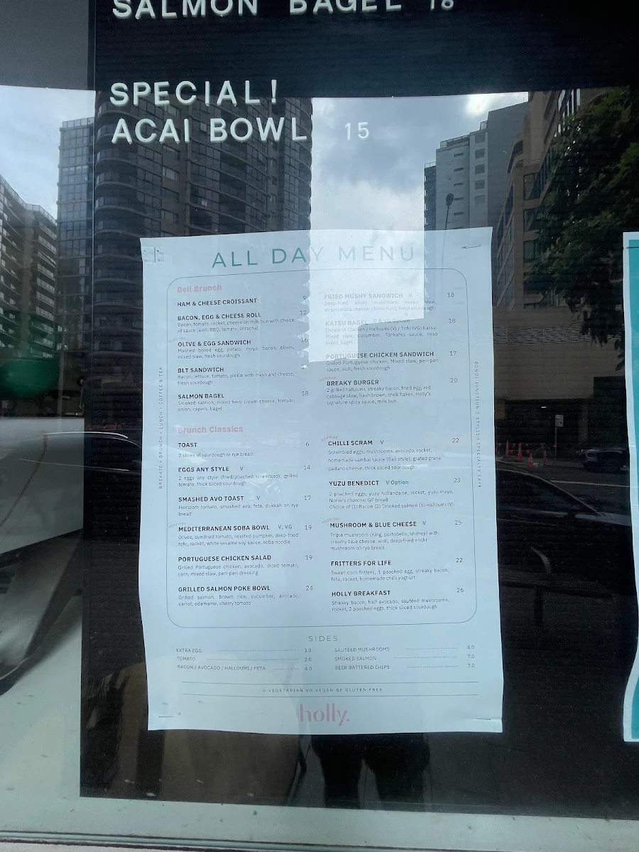 Menu, Holly Cafe