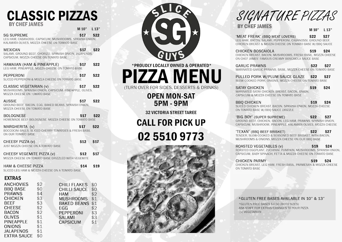 Menu, Slice Guys Pizza & Pasta